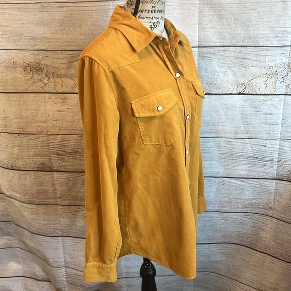 Elliott Lauren Corduroy Shirt Snap Front Closure Relaxed Fit Size XS Gold - Picture 3 of 9